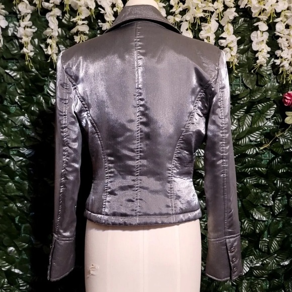 Georgiou Studio Size 6 Jacket Blazer Retro Vtg Style 80s Gray Italy Zip - Picture 5 of 6